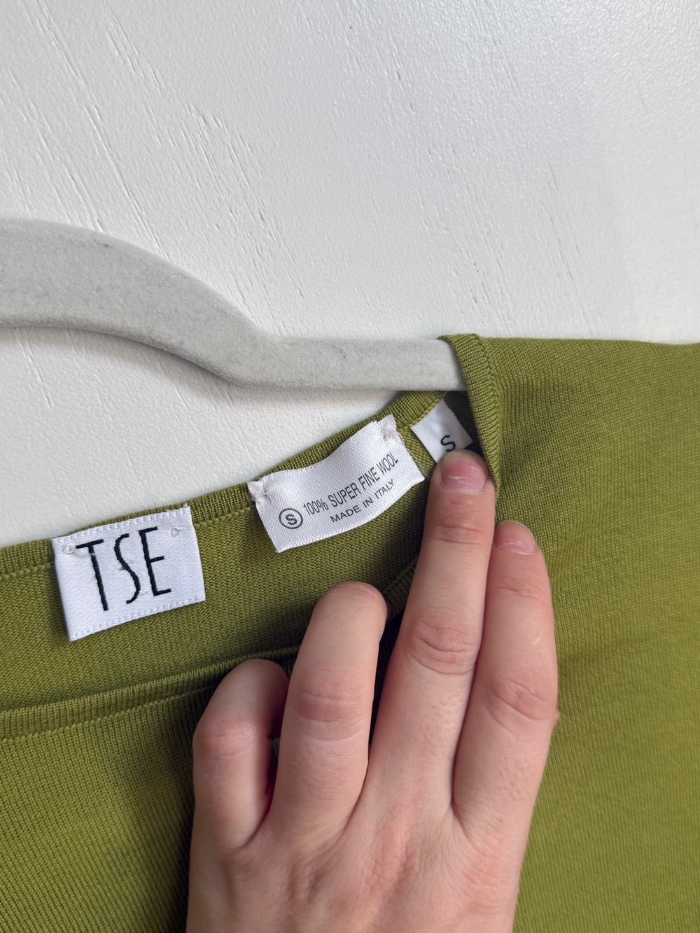Vintage TSE olive green 100% Superfine Wool made in Itali - Picture 5 of 11